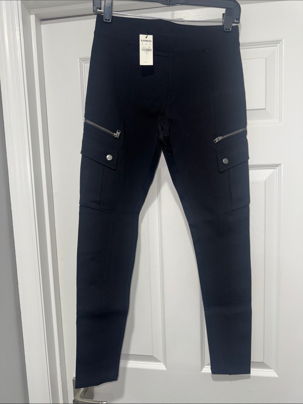 Express Women’s Black Skinny Cargo Jumpsuit Pants